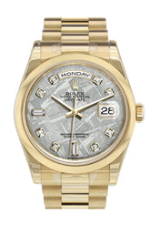 Rolex Day-Date 36 Meteorite Set With Diamonds Dial President Yellow Gold Watch 118208